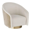 Arteriors Aljona Swivel Chair Cream Sherpa Oyster Leather