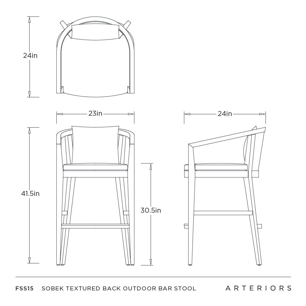 Arteriors Sobek Textured Back Outdoor Bar Stool