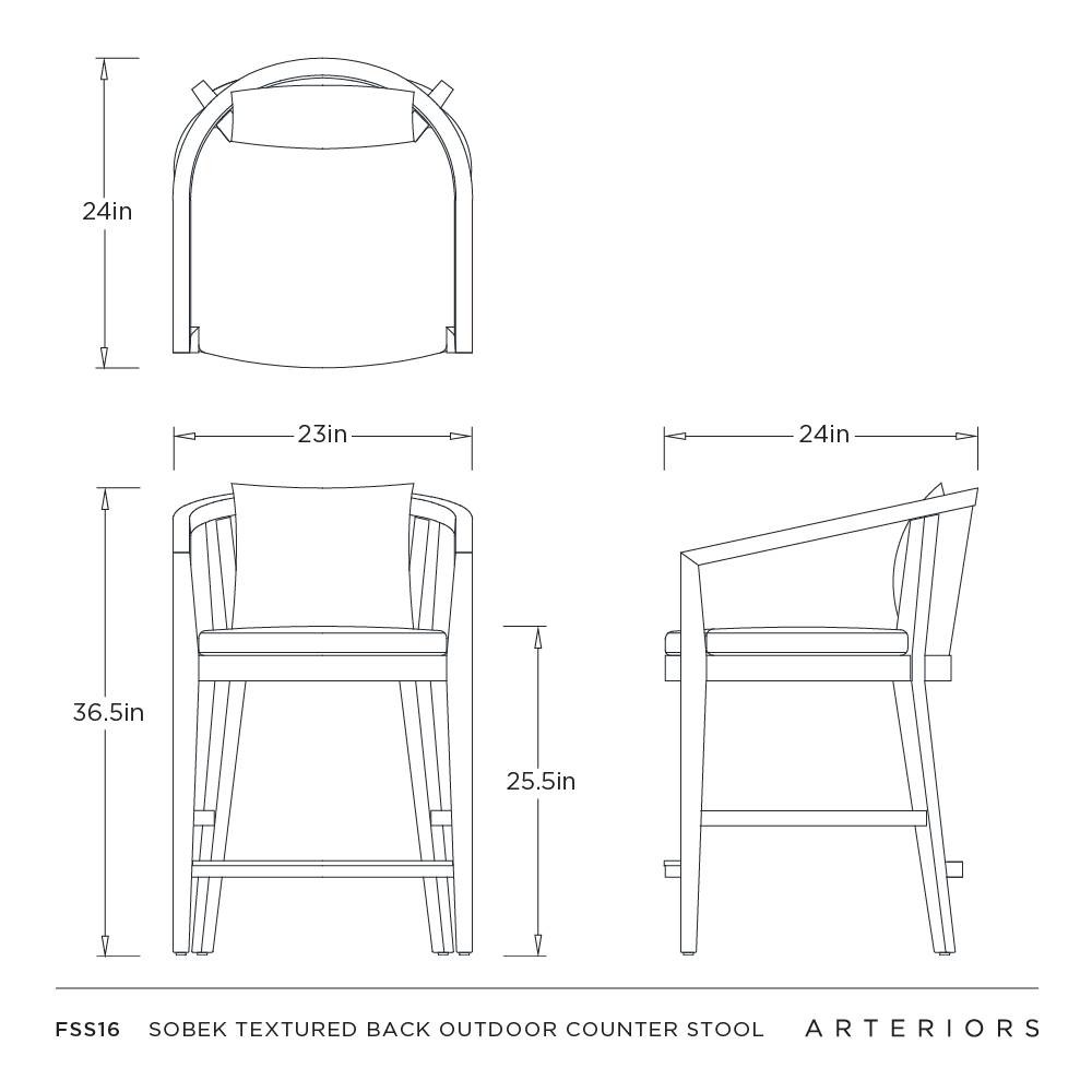 Arteriors Sobek Textured Back Outdoor Counter Stool