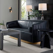 Arteriors Huxley Sofa Noir Leather White Oyster