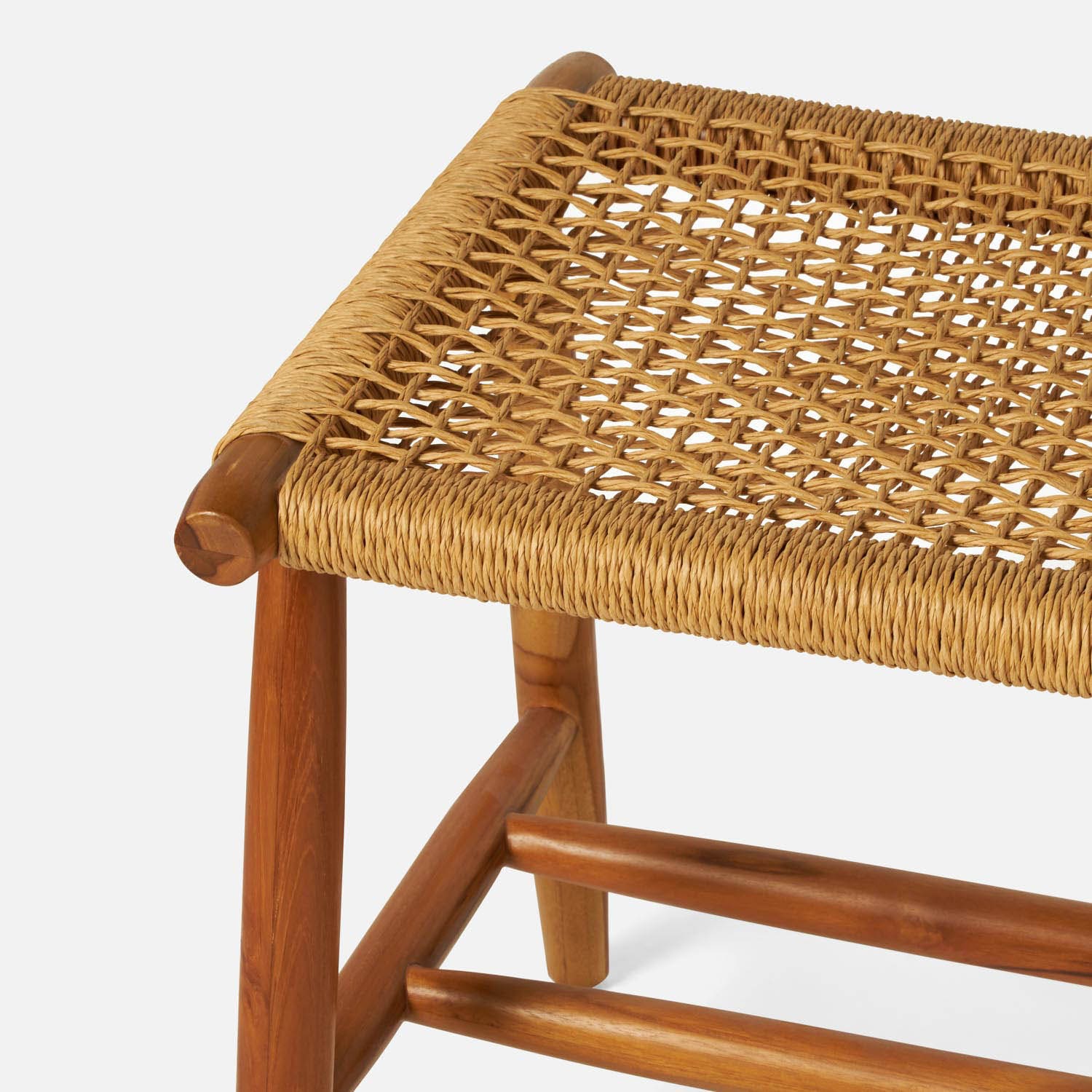 Corenne Handwoven Teak Accent Bench