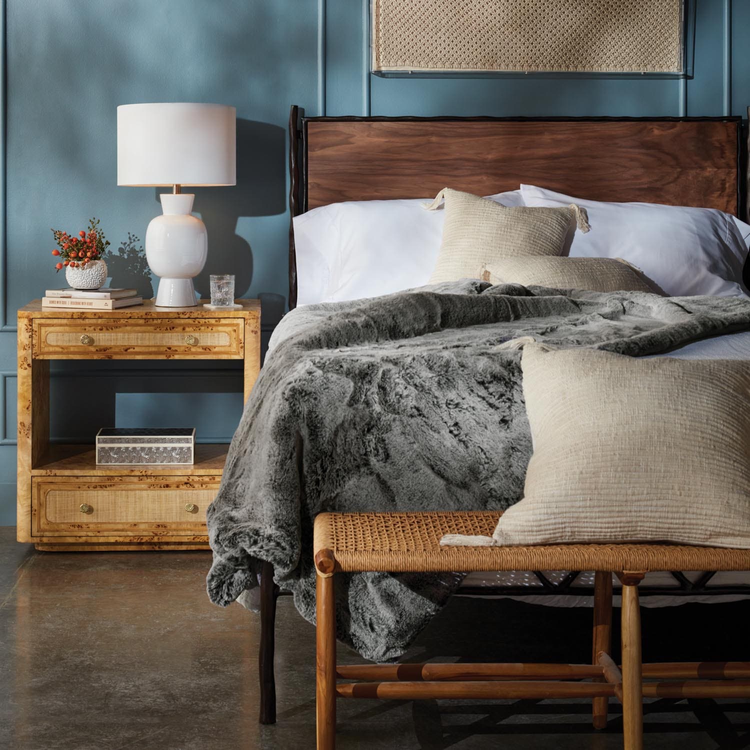 Corenne Handwoven Teak Accent Bench