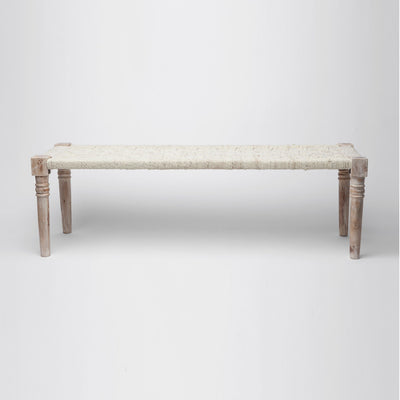 Nico White Fabric Bench
