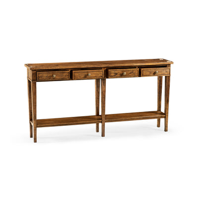 Jonathan Charles Country Walnut Four Drawer Console