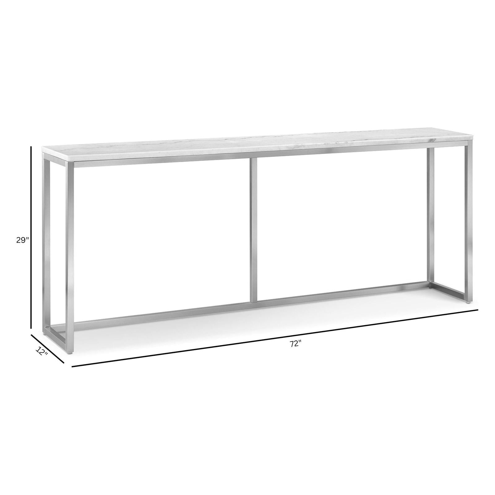Magnussen Home Esme White Marble And Brushed Nickel Rectangular Sofa Table