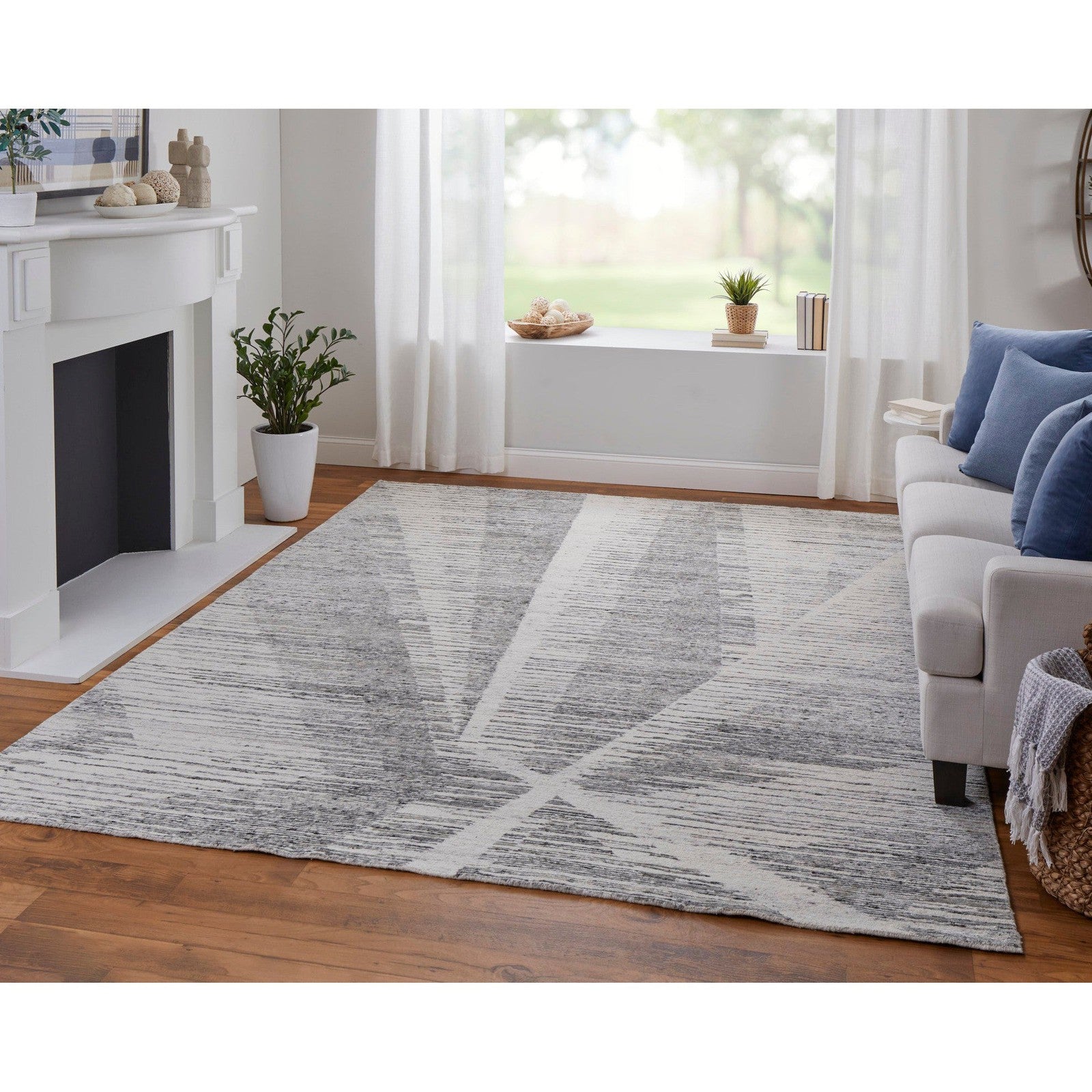 Feizy Brighton 69CHF Modern Abstract in Ivory/Gray