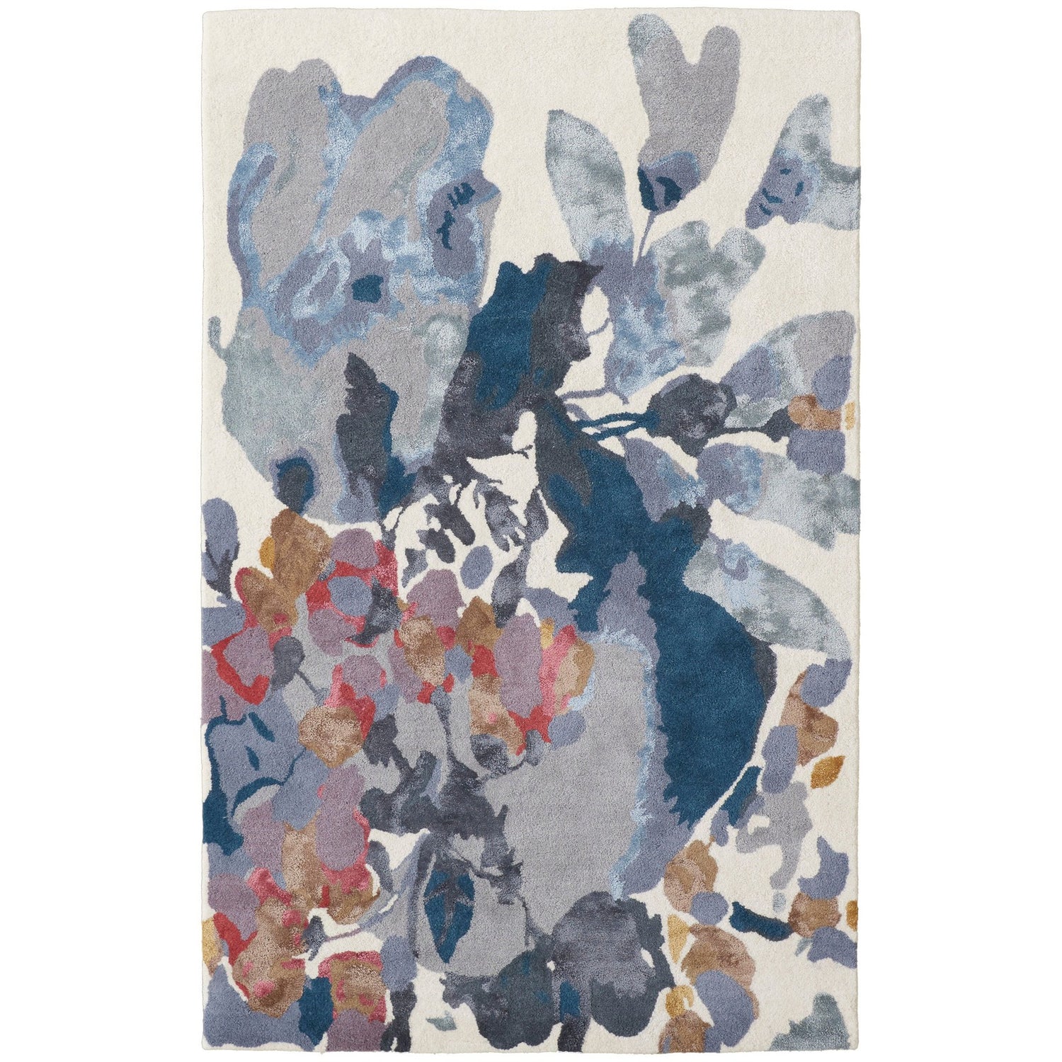 Feizy Dafney 8869F Transitional Floral & Botanical in Blue/Gray/Pink