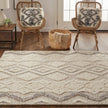 Feizy Anica 8006F Transitional Geometric Rug in Ivory/Taupe/Gray