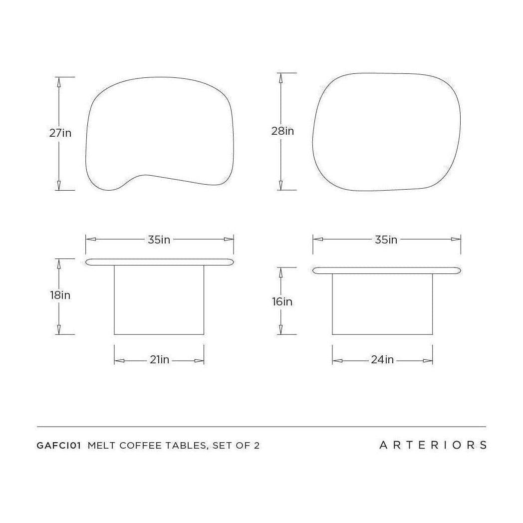 Arteriors Melt Coffee Tables, Set of 2