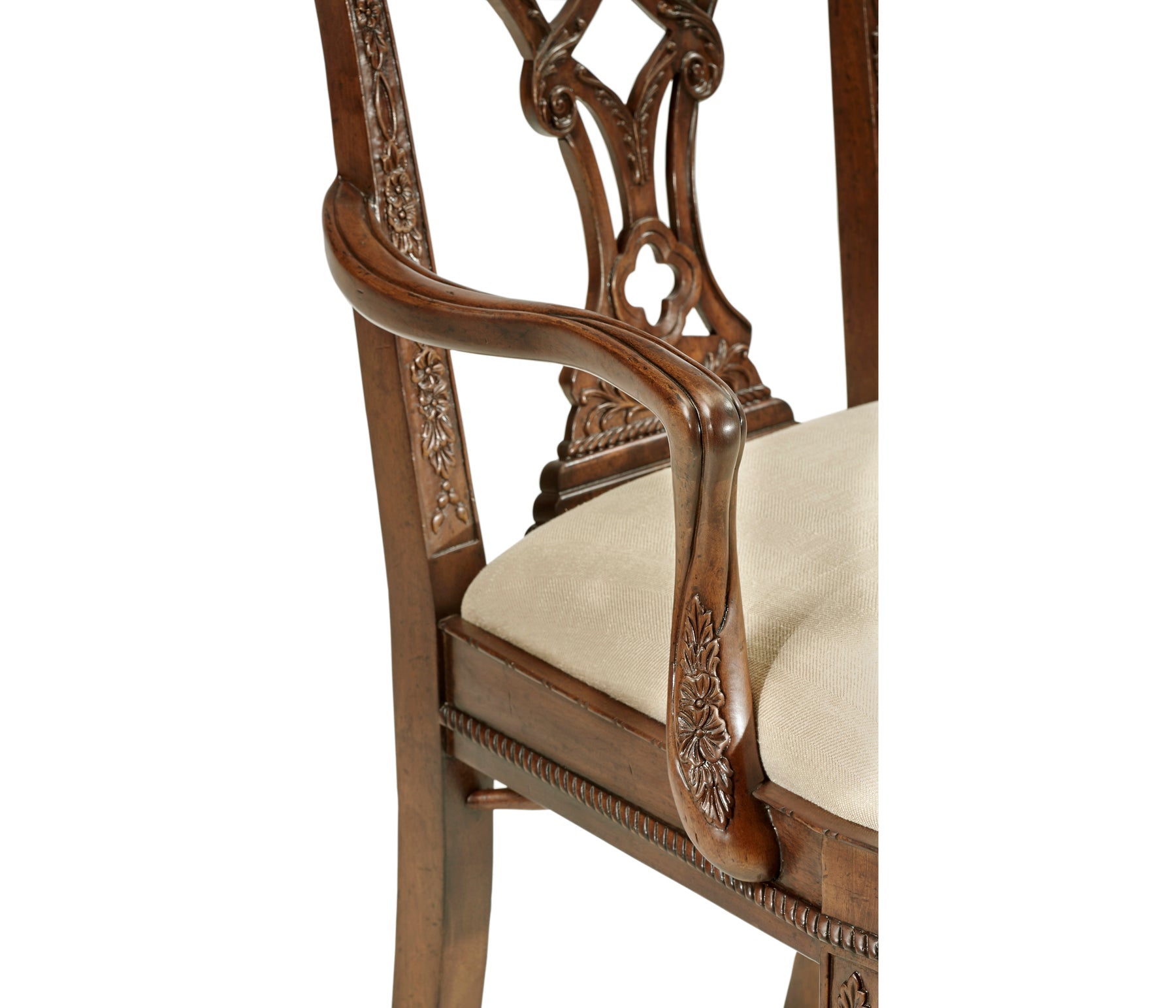 Jonathan Charles Chippendale Rococo Quatrefoil Arm Chair