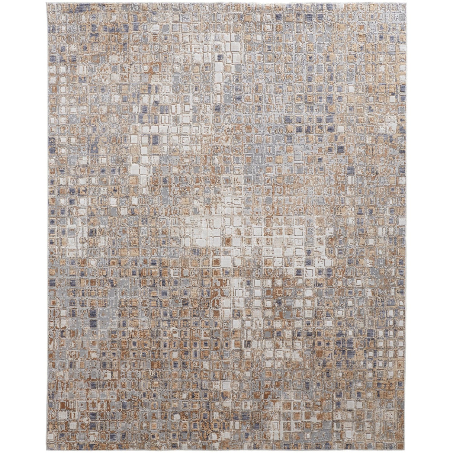 Feizy Laina 39G0F Transitional Geometric in Tan/Ivory/Blue
