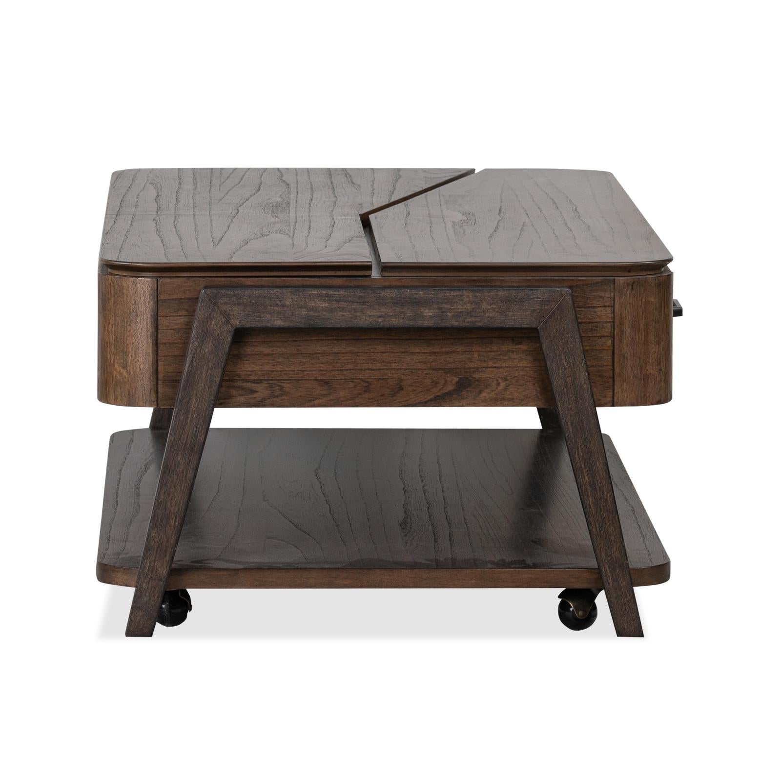 Magnussen Home Hallie Milk Chocolate & Dark Chocolate Lift Top Storage Cocktail Table With Casters