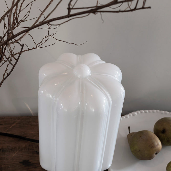 BOBO Intriguing Objects by Hooker Furniture Handblown Polish White Deco Opaline Glass Table Lamp
