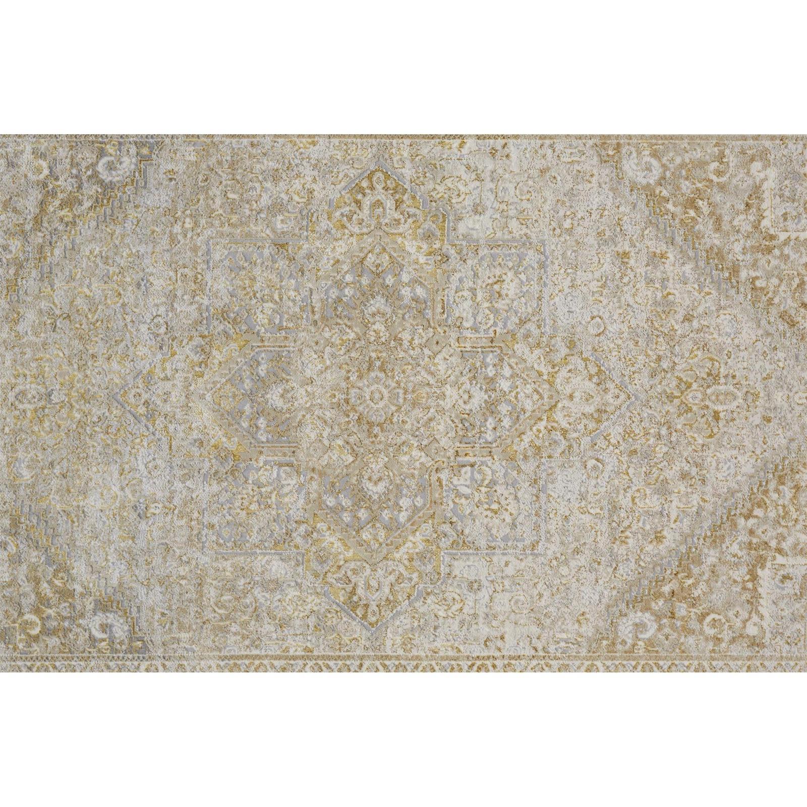 Feizy Aura 3734F Modern Oriental Rug in Ivory/Gold