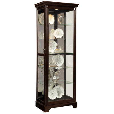 Pulaski Curios Deep Cherry Brown Locking Slide Door 5 Shelf Curio Cabinet