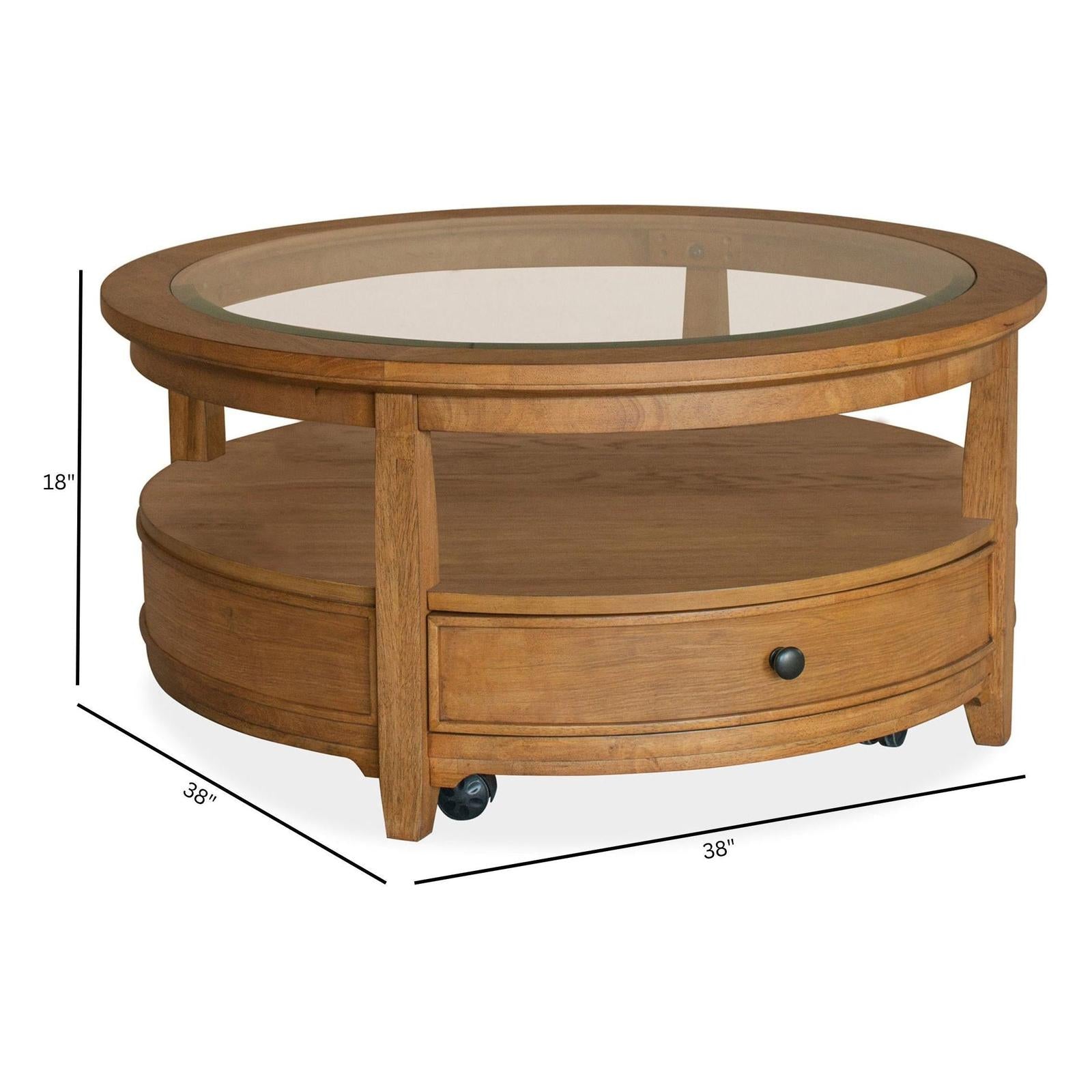 Magnussen Home Durant Honey Brown Round Cocktail Table With Casters