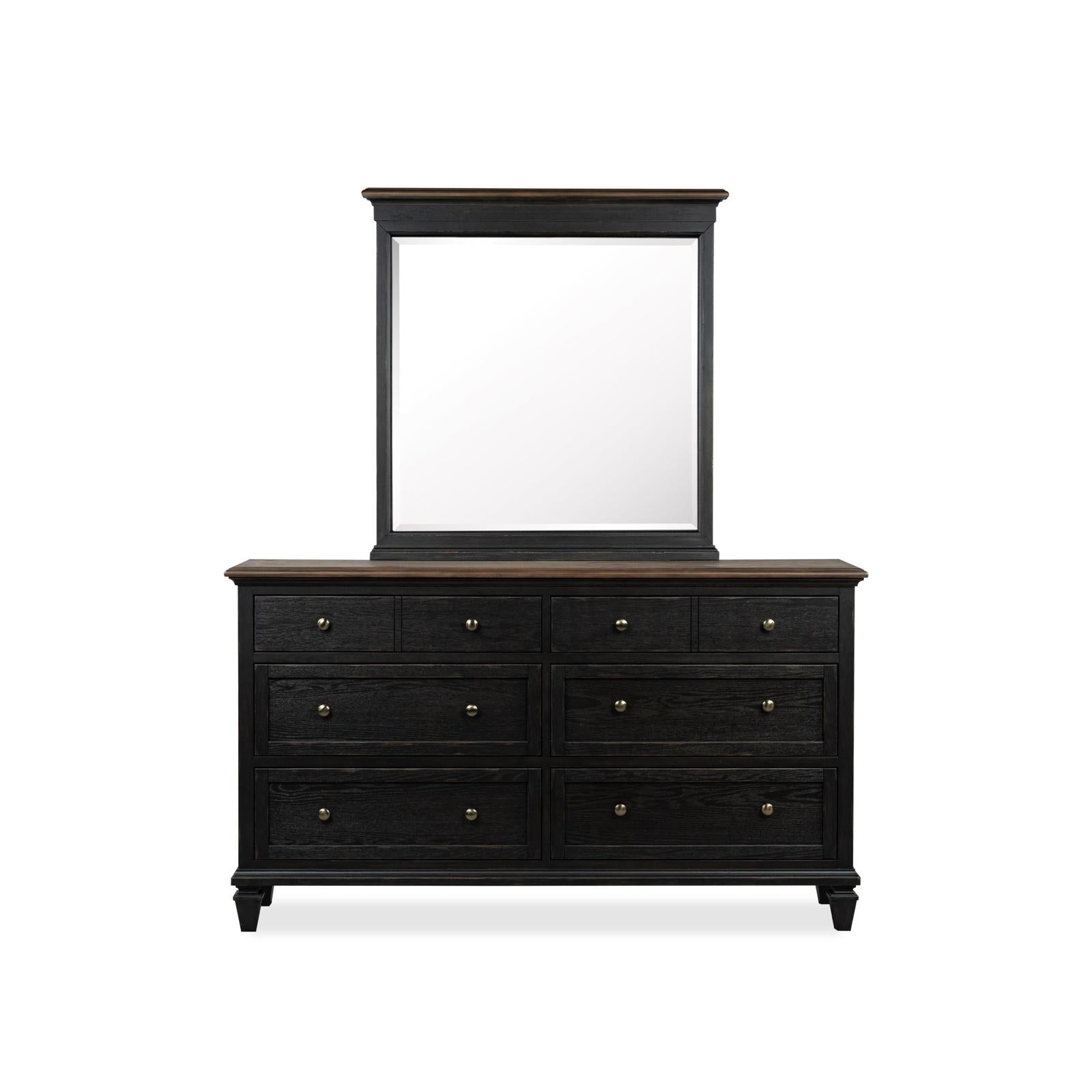 Magnussen Home Surrey Brown Double Drawer Dresser With Portrait Mirror