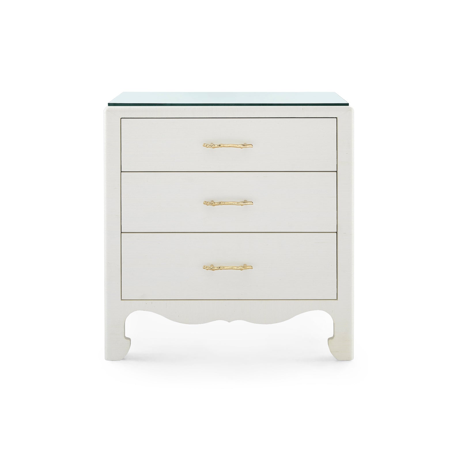 Villa & House Gianna 3-Drawer Side Table with Glass Top