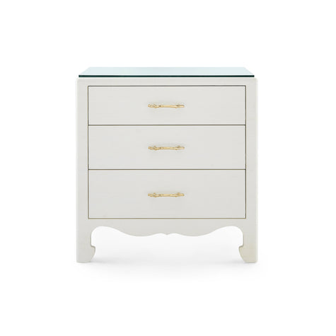 Villa & House Gianna 3-Drawer Side Table with Glass Top