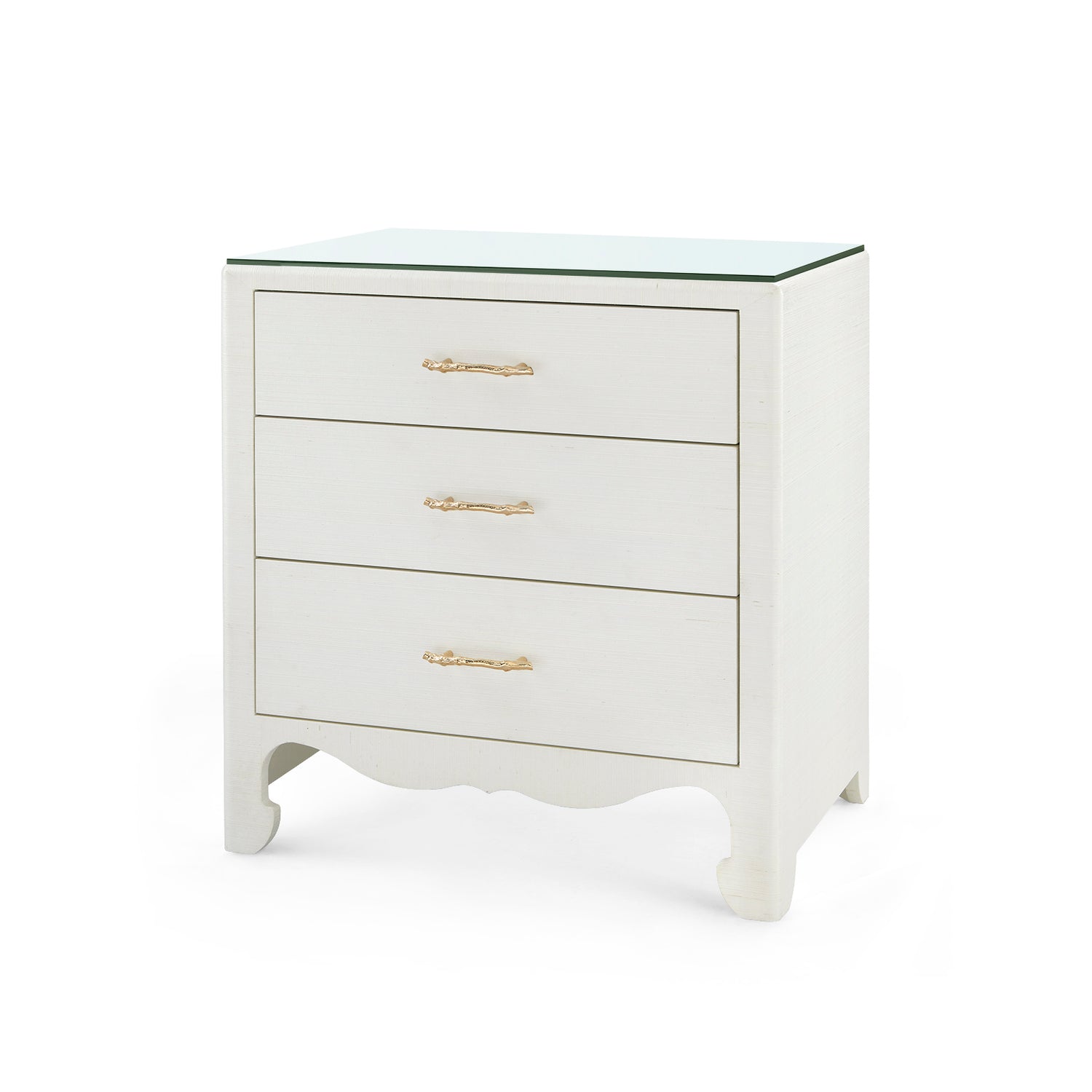 Villa & House Gianna 3-Drawer Side Table with Glass Top
