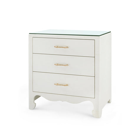 Villa & House Gianna 3-Drawer Side Table with Glass Top