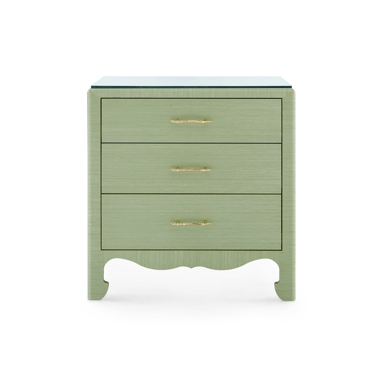 Villa & House Gianna 3-Drawer Side Table with Glass Top