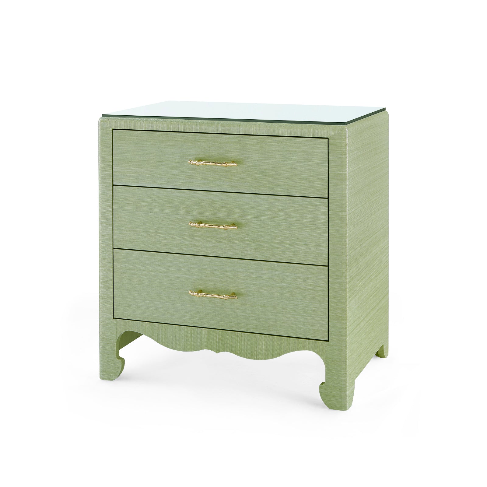 Villa & House Gianna 3-Drawer Side Table with Glass Top