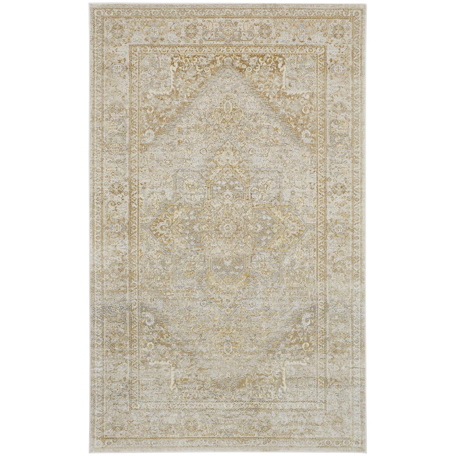 Feizy Aura 3734F Modern Oriental Rug in Ivory/Gold