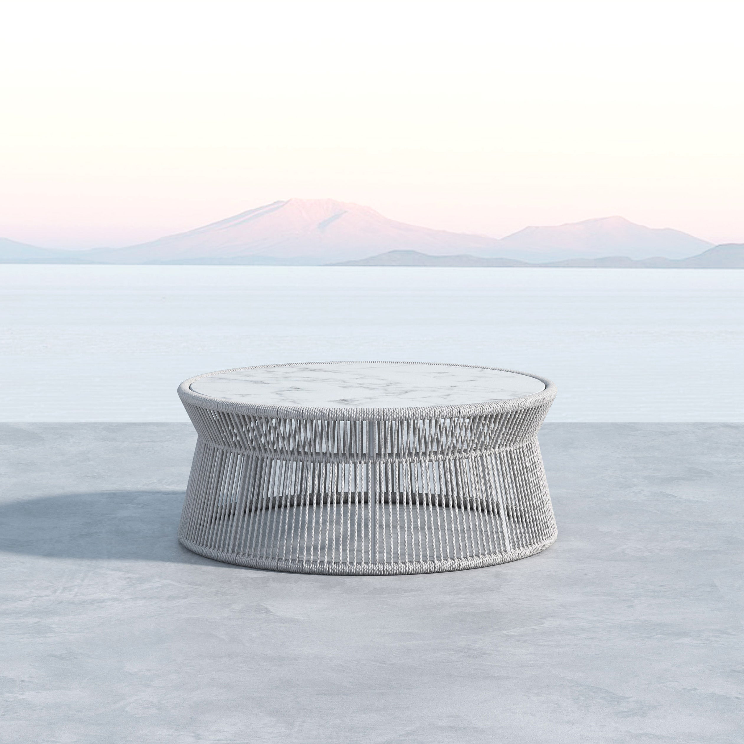 Sunset West Miami Coffee Table with Honed Cararra Marble Top