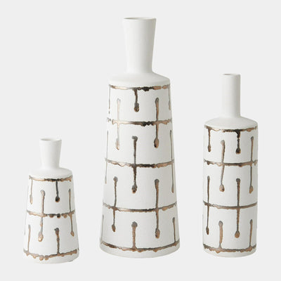 Global Views Labirinto Golden Stripe White Vase