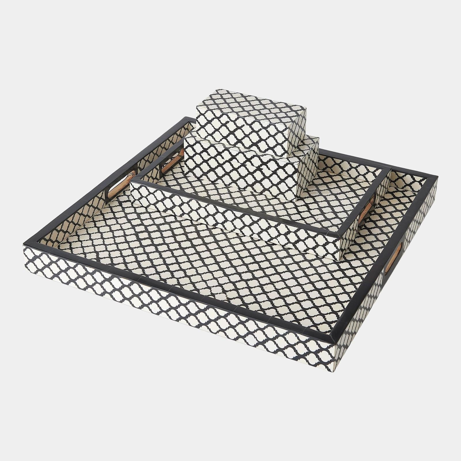 Global Views Moroccan Black Resin Square Tray