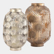Global Views Tropical Palm Leaf Nickel Lantern