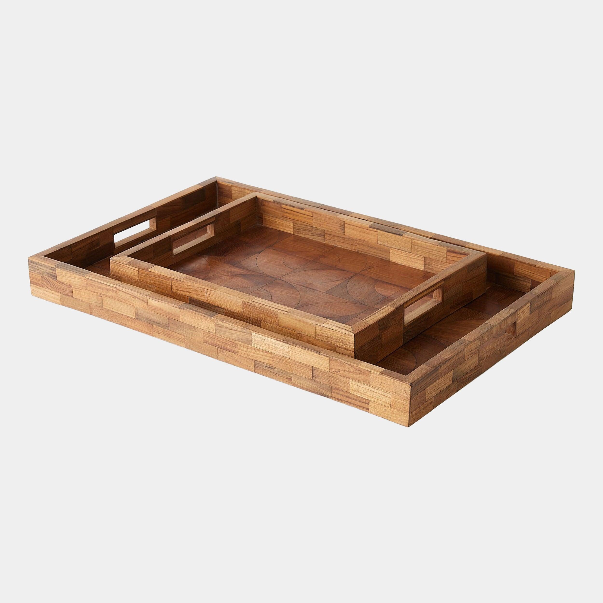 Global Views Willamette Quartered Wood Tray