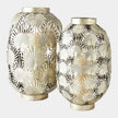 Global Views Tropical Palm Leaf Nickel Lantern