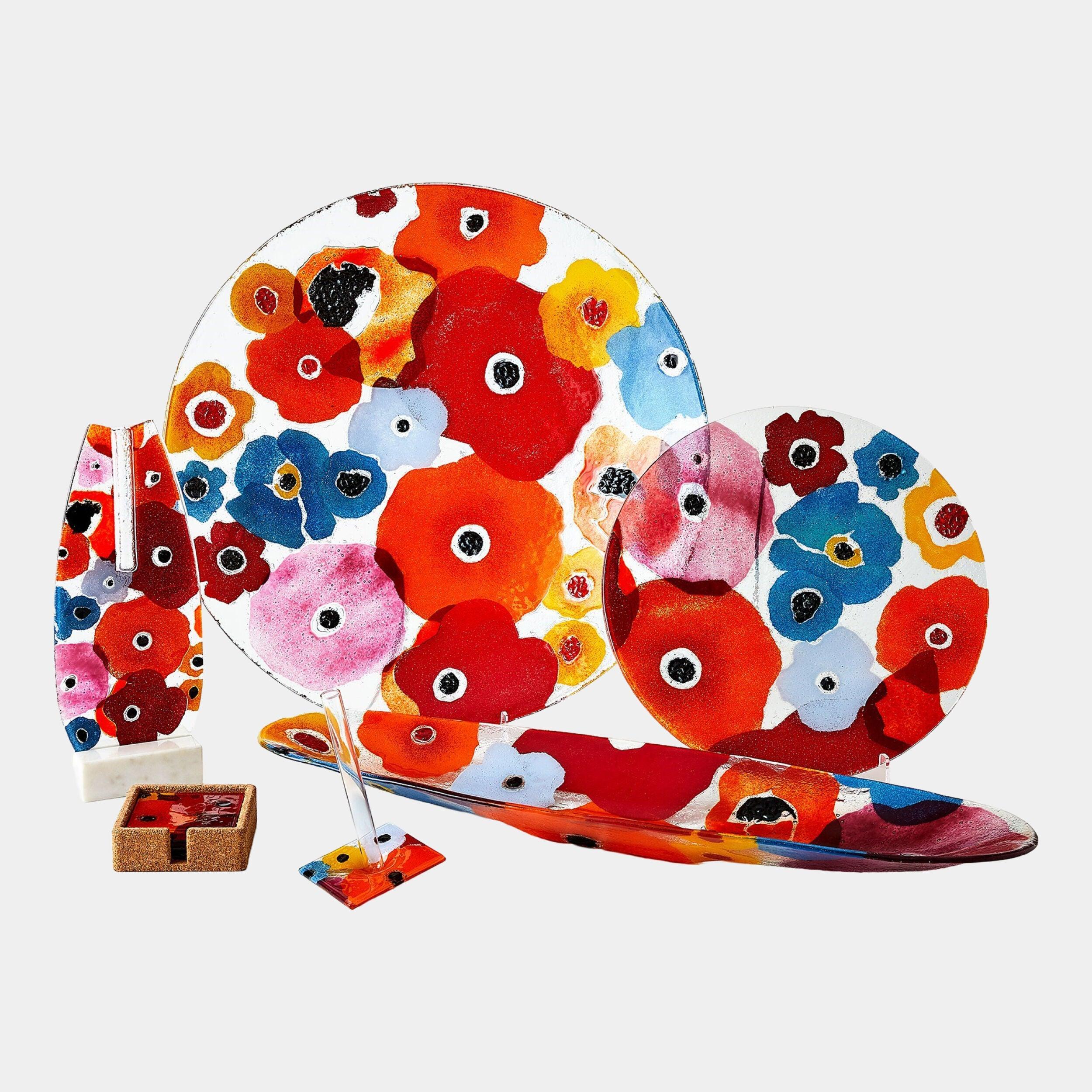 Global Views Fused Floral Boat Bowl