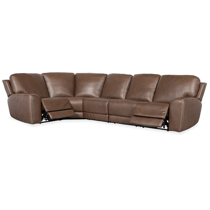 Hooker Furniture Torres 5 Piece Sectional - Brown - 2 Recliner