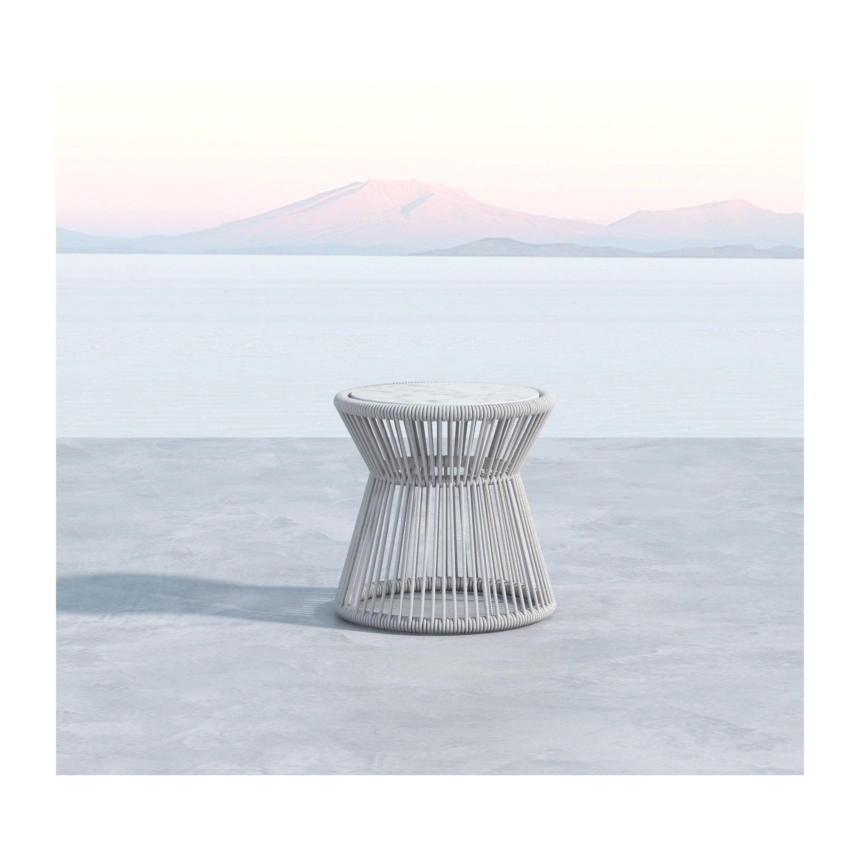 Sunset West Miami End Table with Honed Carrara Marble Top