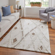 Feizy Anica 8008F Transitional Geometric Rug in Ivory/Taupe/Brown