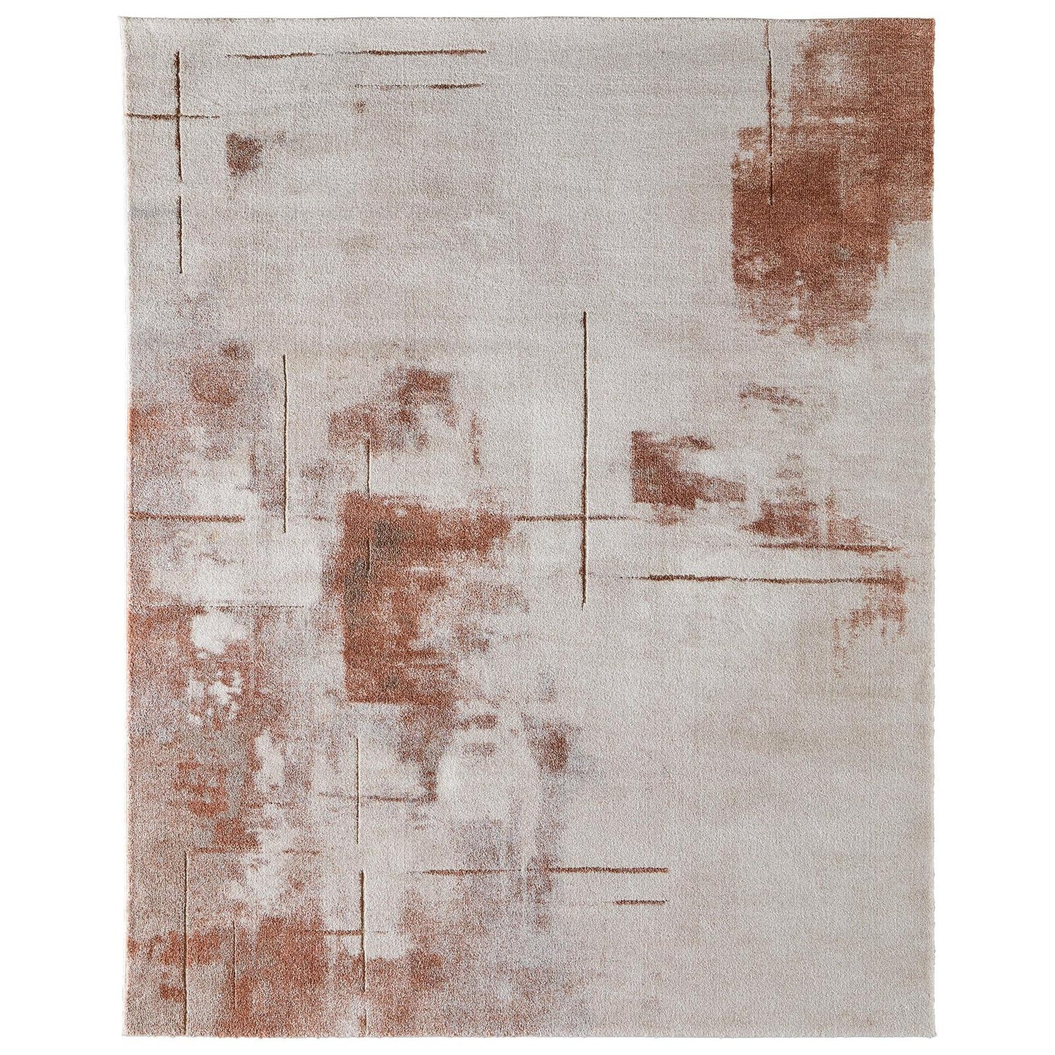 Feizy Gilmore 39UOF Modern Abstract, Ivory/Orange/Gray, Rug