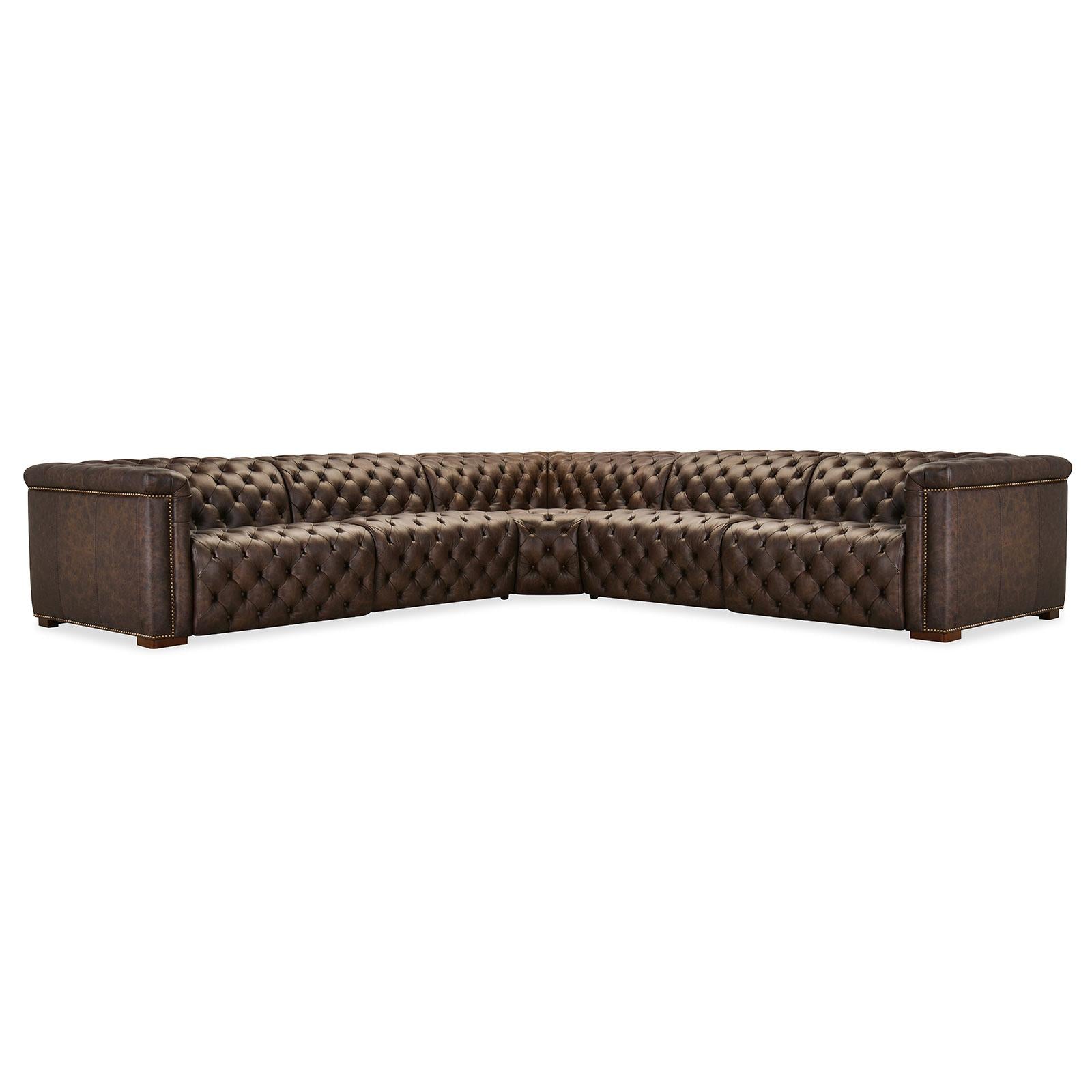 Hooker Furniture Savion Deux 5 Seat Sectional with Four Power Recliners and Six Power Headrests