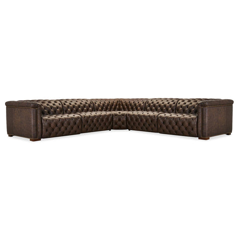Hooker Furniture Savion Deux 5 Seat Sectional with Four Power Recliners and Six Power Headrests