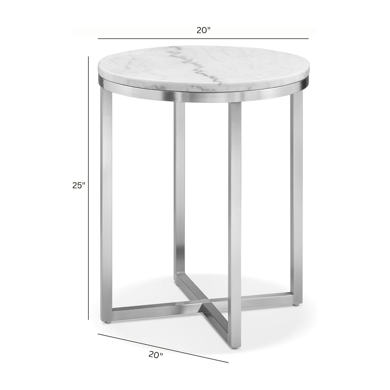 Magnussen Home Esme White Marble And Brushed Nickel Round End Table
