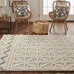 Feizy Anica 8007F Transitional Geometric Rug in Ivory/Black