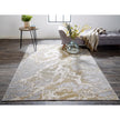 Feizy Aura 3563F Modern Abstract Rug in Ivory/Silver/Gold