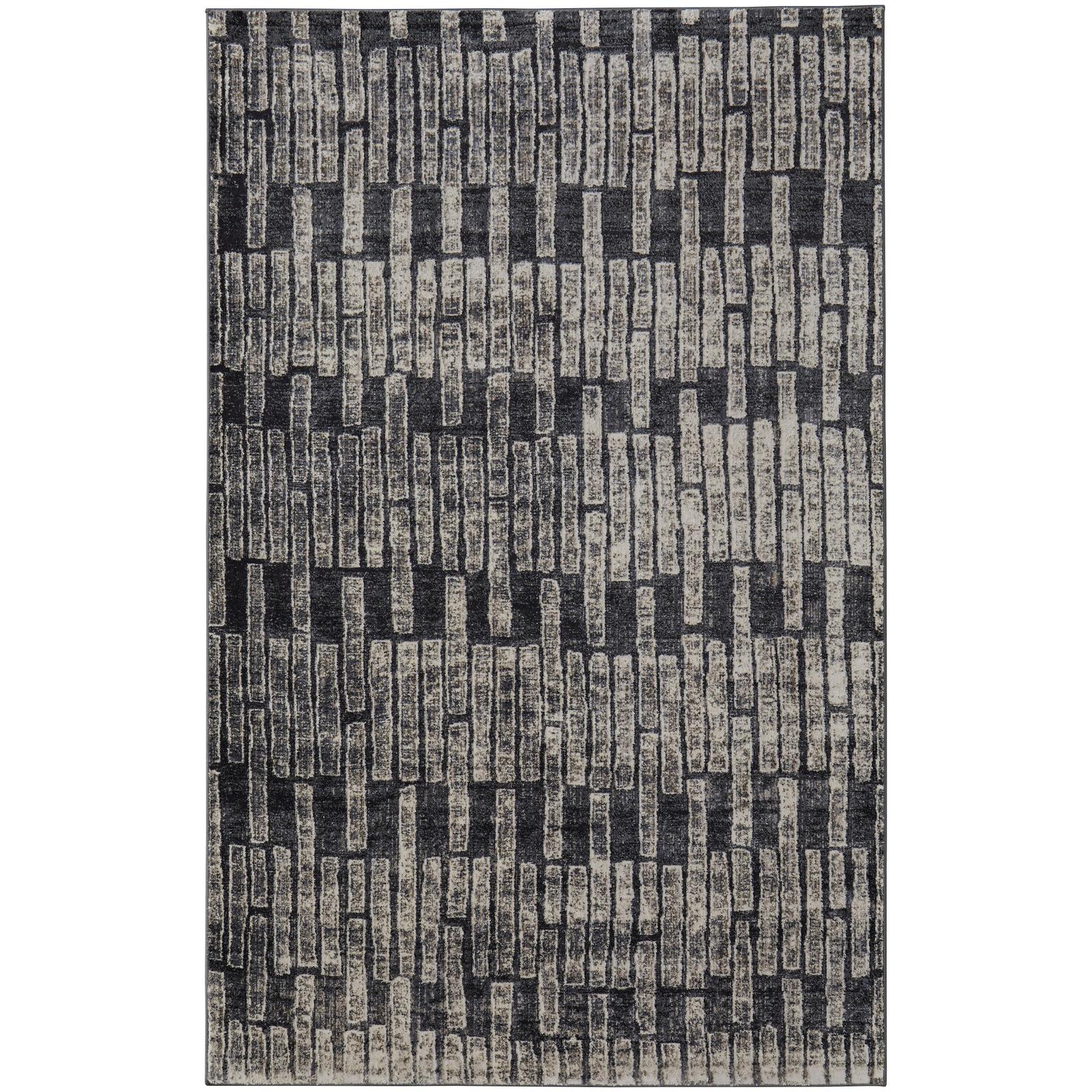 Feizy Kano 39LKF Transitional Geometric Rug in Gray/Black/Ivory
