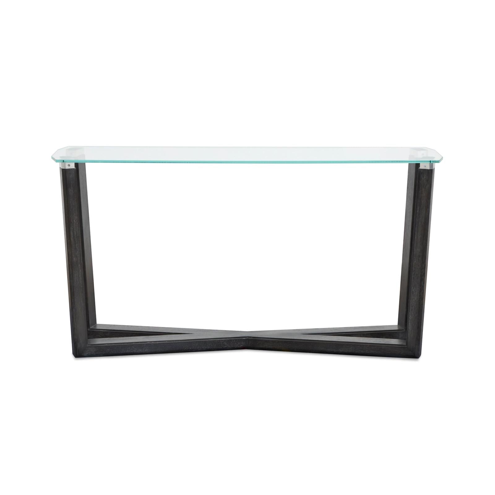 Magnussen Home Wexler Black Truffle And Clear Glass Rectangular Sofa Table
