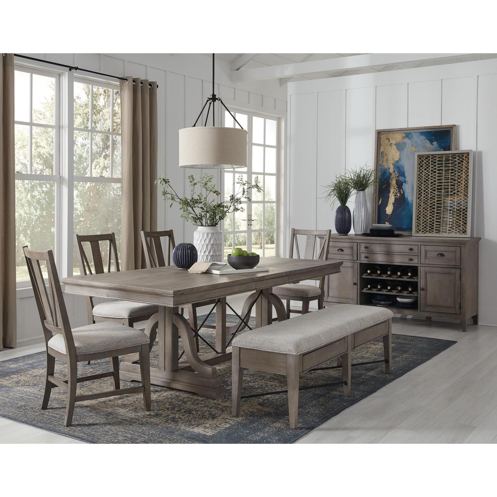 Magnussen Home Paxton Place Dovetail Grey Extendable Trestle Dining Table