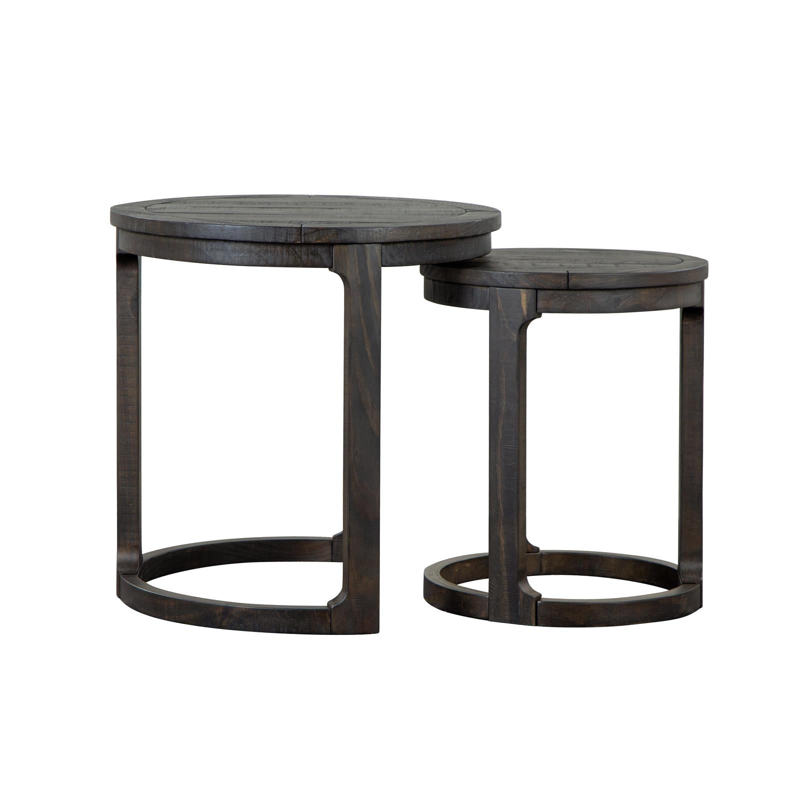Magnussen Home Boswell Peppercorn Round Nesting End Table