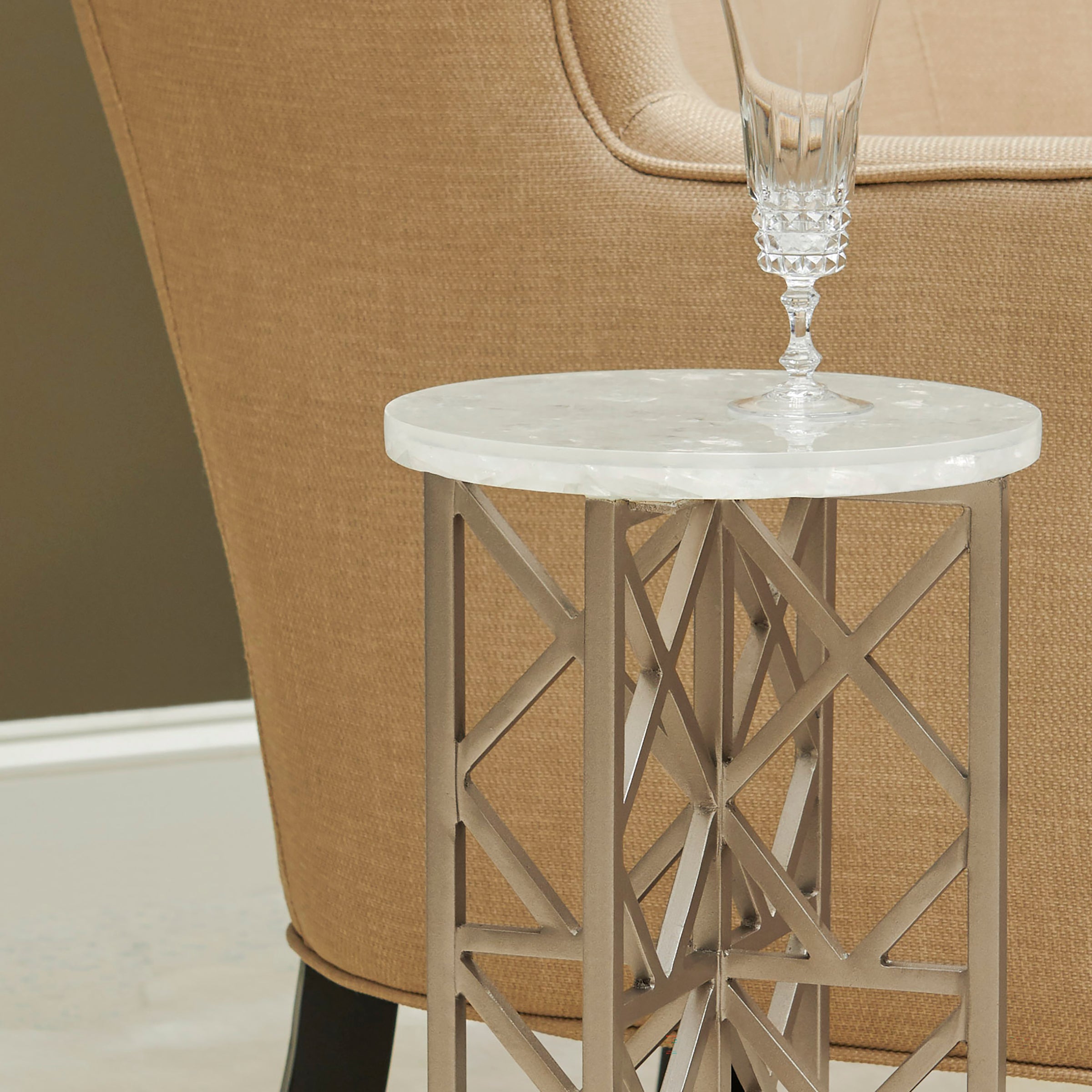 Pulaski Furniture Accents Gypsum Stone-Top Drink Table with Metal Base