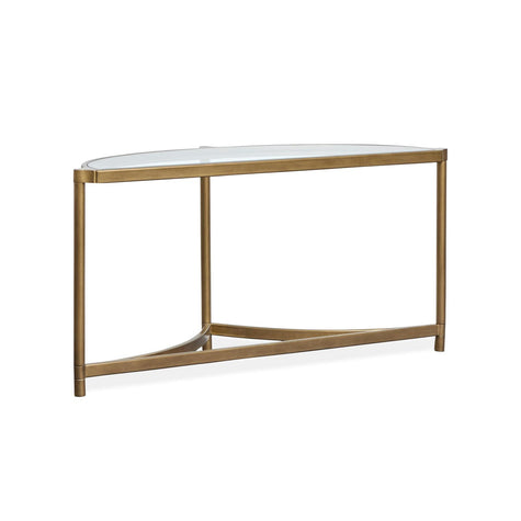 Magnussen Home Cassidy Aged Brass & Volakas Classic Demilune Sofa Table